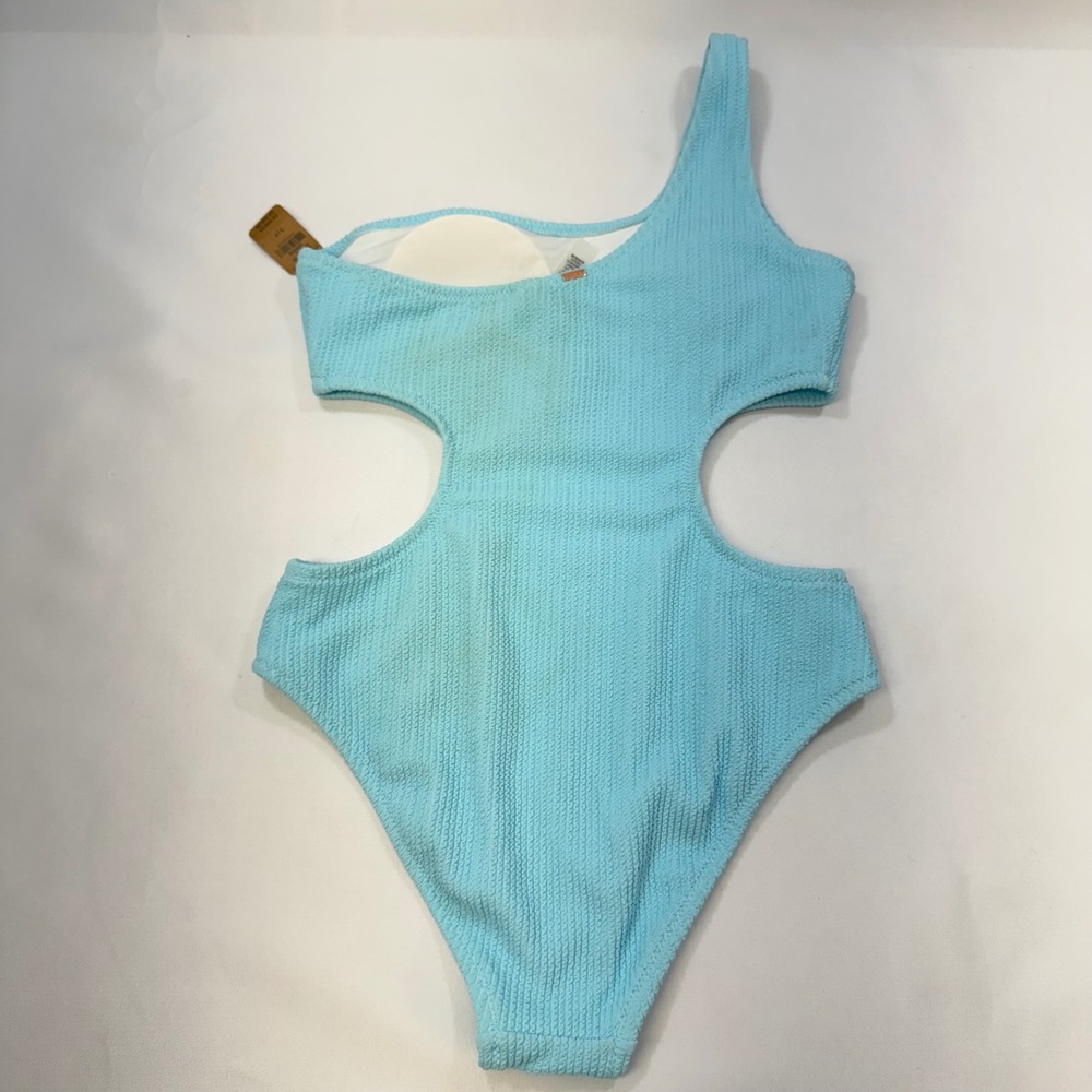 NEW PINK Victoria's Secret One Piece Swimsuit Women S Blue Cutout One Shoulder - Picture 4 of 15